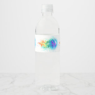 Rainbow jellyfish water bottle label