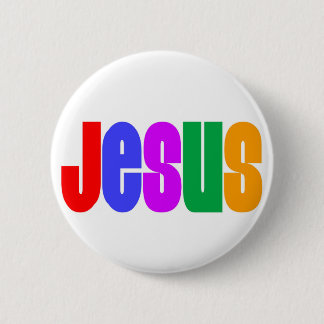 Rainbow Jesus 2 Inch Round Button