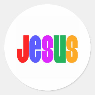 Rainbow Jesus Classic Round Sticker