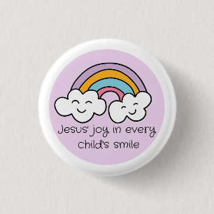 Rainbow Jesus's Joy In Every Child's Smile 1 Inch Round Button
