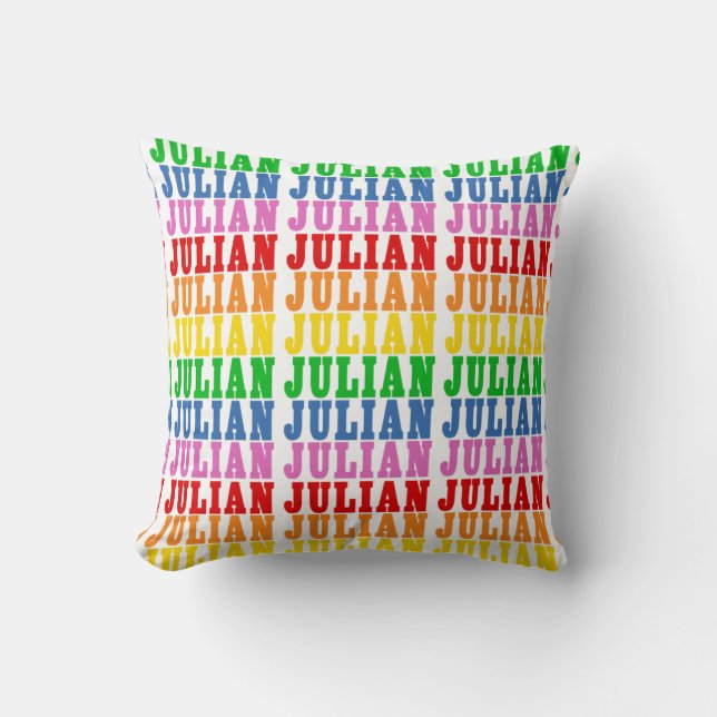 Rainbow Julian Throw Pillow (Front)