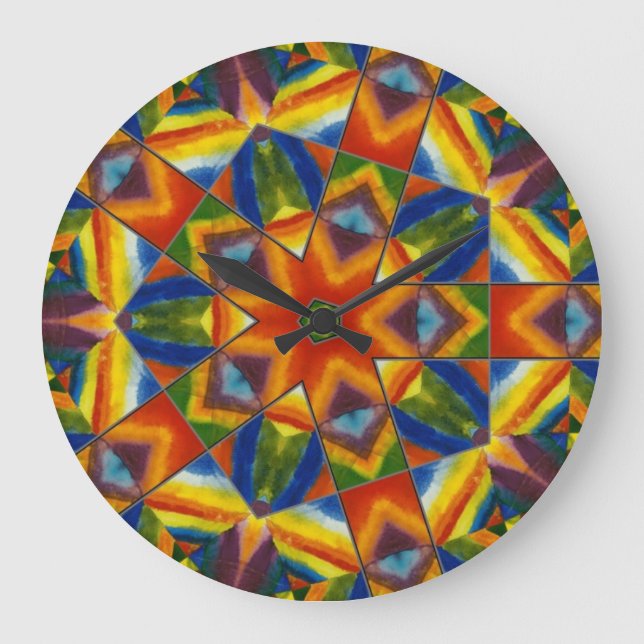 Rainbow Kalaidoscope Large Clock (Front)
