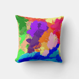Rainbow Kaleidoscope Butterflies Throw Pillow