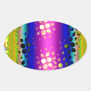 Rainbow Kaleidoscope Dotted Bursts Pattern Oval Sticker