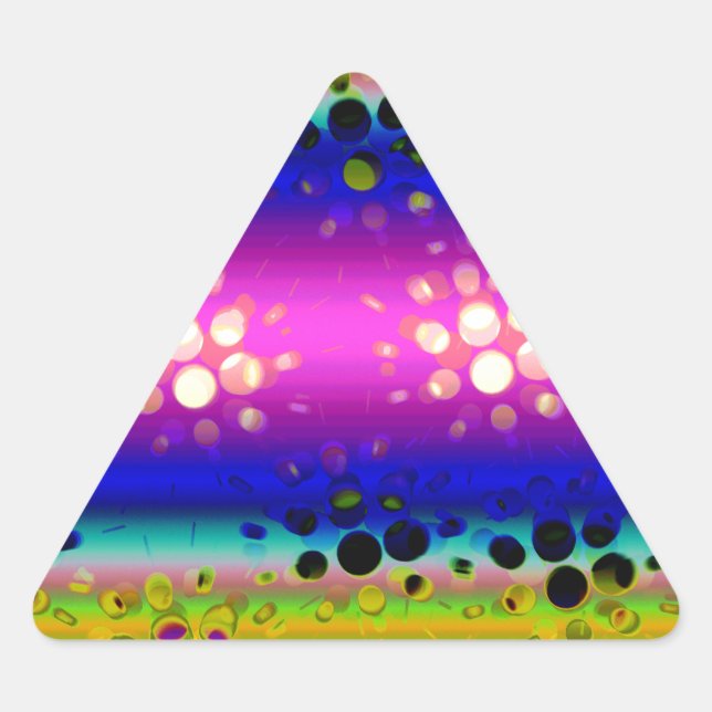 Rainbow Kaleidoscope Dotted Bursts Pattern Triangle Sticker (Front)