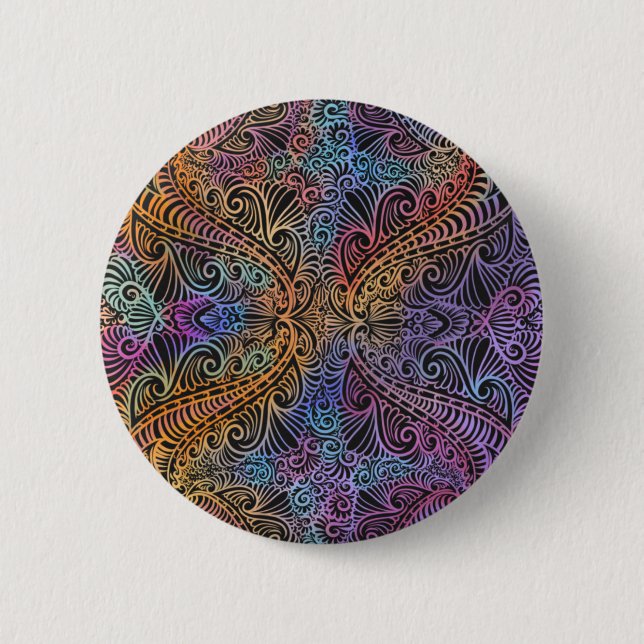 Rainbow Kaleidoscope Mandala 2 Inch Round Button (Front)