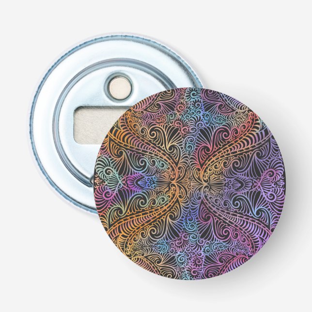 Rainbow Kaleidoscope Mandala Bottle Opener (Front)