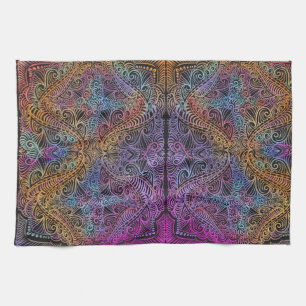 Rainbow Kaleidoscope Mandala Kitchen Towel