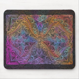 Rainbow Kaleidoscope Mandala Mouse Pad