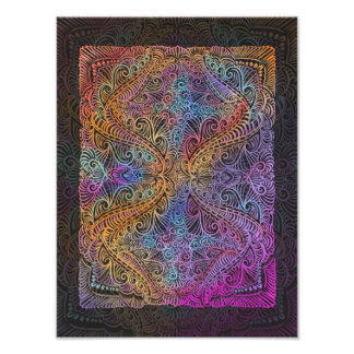 Rainbow Kaleidoscope Mandala Photo Print