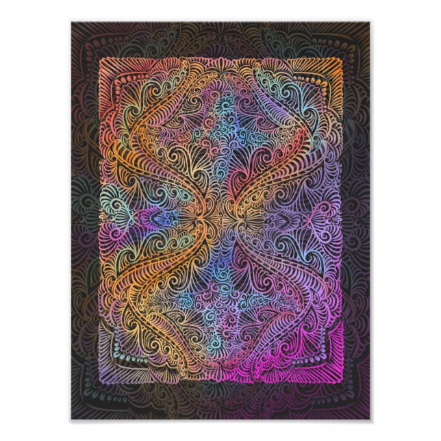 Rainbow Kaleidoscope Mandala Photo Print (Front)
