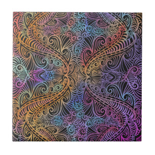 Rainbow Kaleidoscope Mandala Tile