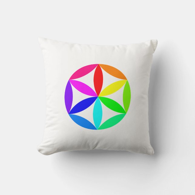 Rainbow Kaleidoscope Throw Pillow (Front)