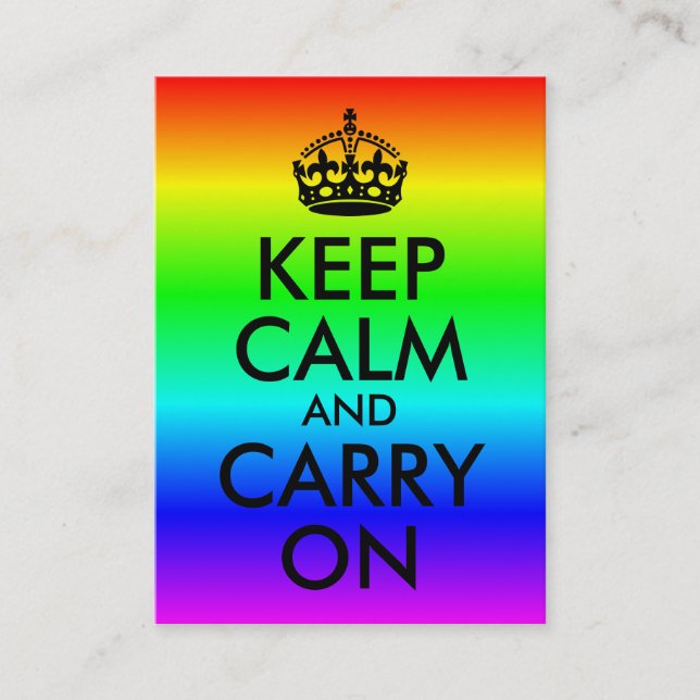 Rainbow Keep Calm and Carry On Business Card (Front)