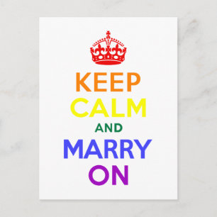 Rainbow Keep Calm and Marry On Postcard