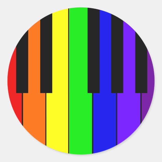 Rainbow Keyboard Classic Round Sticker (Front)