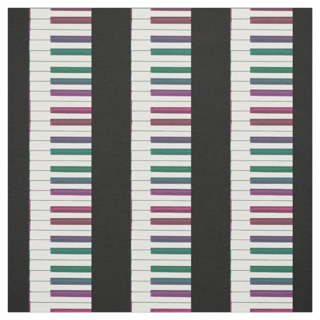 Rainbow Keys Piano Keyboard Fabric (Swatch)