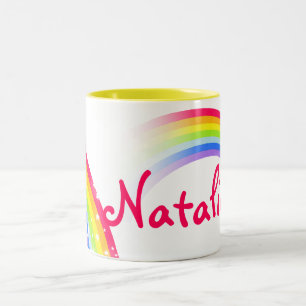 Rainbow kids 7 letter name mug