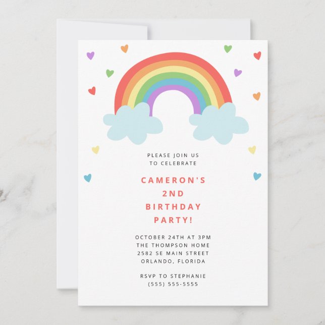 Rainbow Kids Birthday Invitation (Devant)