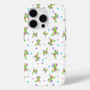 rainbow kids dog puppy polka dot bright fun colour iPhone 15 pro case