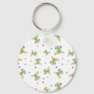 rainbow kids dog puppy polka dot bright fun colour keychain
