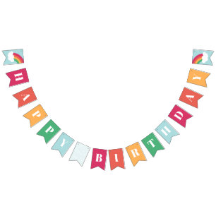 Rainbow Kids Happy Birthday Bunting Flags