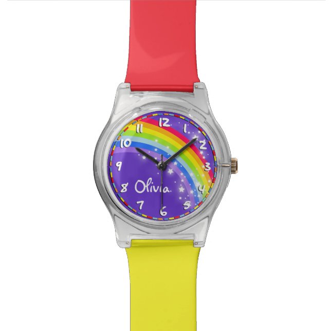 Rainbow kids named purple multi-coloured watch (Close Up)
