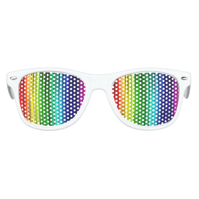 Rainbow Kids Party Shades, White Kids Sunglasses (Front)