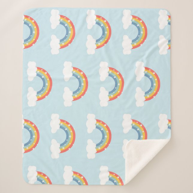 Rainbow Kids Pattern Sherpa Blanket (Front)