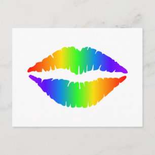 Rainbow Kiss, Colourful Lips Postcard