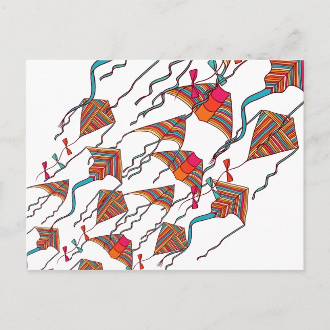Rainbow Kite Pattern Postcard (Front)