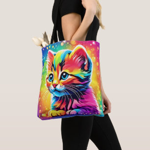 Rainbow Kitten Dream Tote Bag
