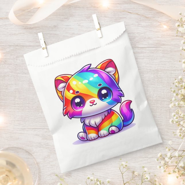 Rainbow Kitten Favour Bag (Clipped)