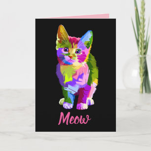 rainbow kitten meow greeting card