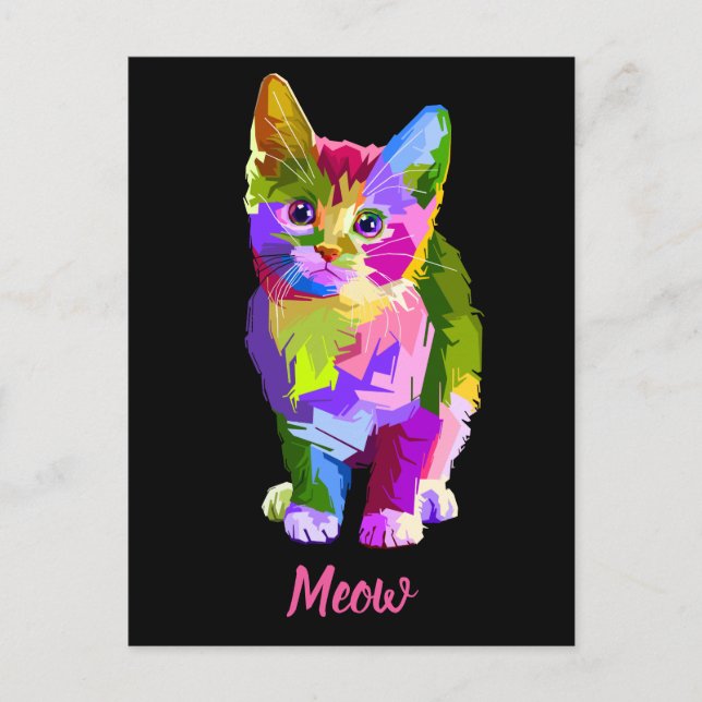 rainbow kitten meow postcard (Front)