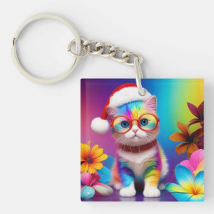 Rainbow Kitten Santa Claus-57357 Keychain
