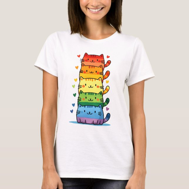 Rainbow Kitty Cat Pride T-Shirt (Front)