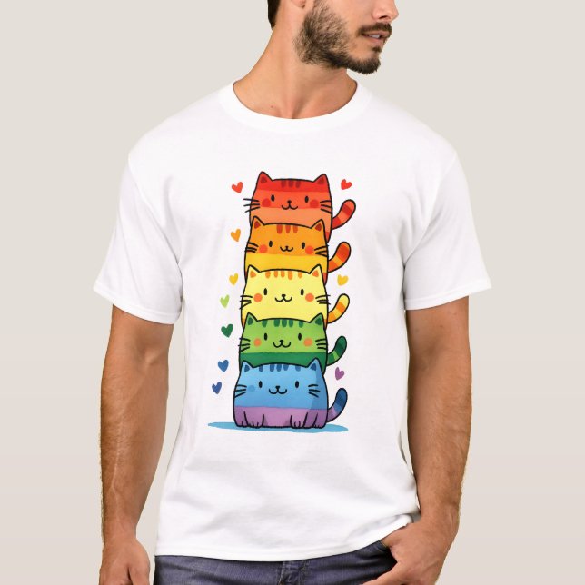 Rainbow Kitty Cat Pride  T-Shirt (Front)