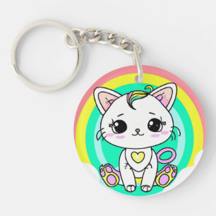 Rainbow kitty keychain