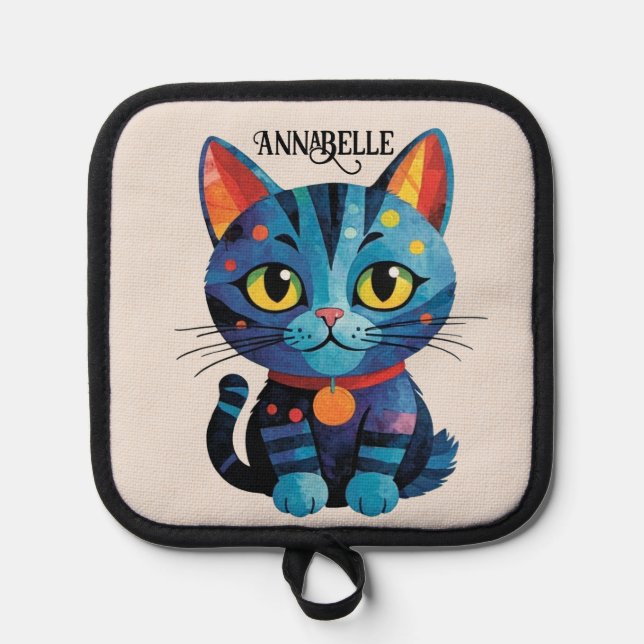 Rainbow Kitty Personalize Pot Holder (Front)