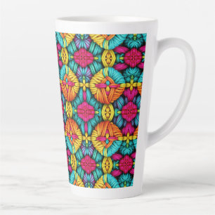 Rainbow Knitted Bloom Pattern Latte Mug