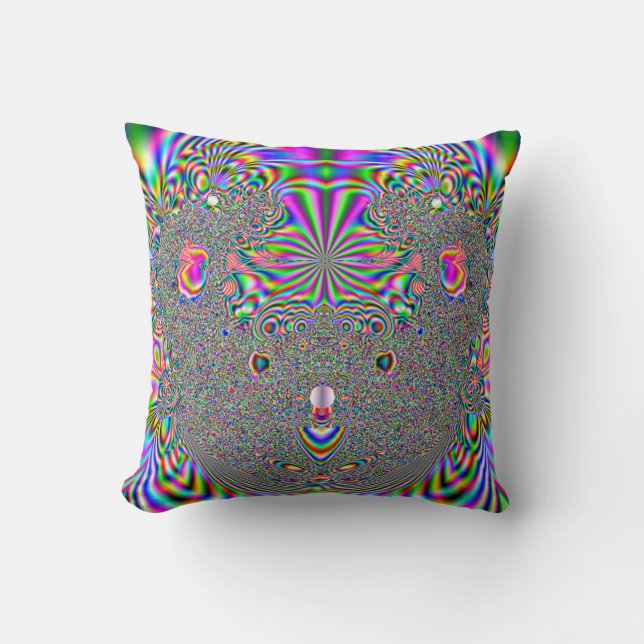 Rainbow Koala Bear Fractal Print Throw Pillow (Front)