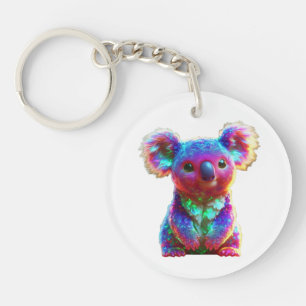 Rainbow Koala Fantasy Art Keychain