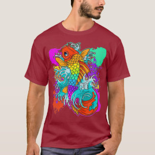 Rainbow Koi Fish Painting Colourful Japanese T-Shirt