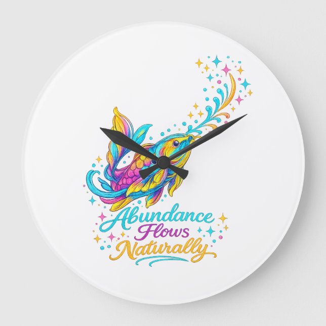 Rainbow Koi Harmony Decorative Wall Clock (Front)
