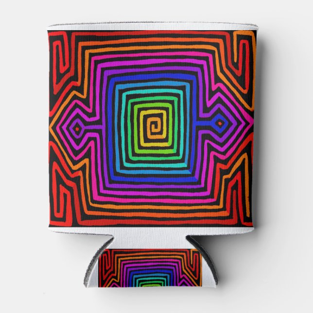 Rainbow Kuna Indian Mola Can Cooler (Front)