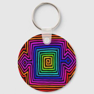 Rainbow Kuna Indian Mola Keychain