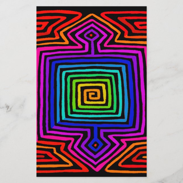 Rainbow Kuna Indian Mola Stationery (Front)