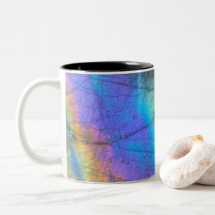 Rainbow Labradorite Crystal Print Two-Tone Coffee Mug