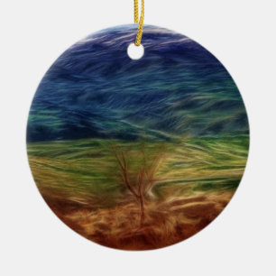 Rainbow Landscape Ceramic Ornament